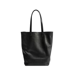 BAGGU Natural Milled Leather Tote Bag Black Timeless Classic Office Made In USA